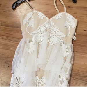 Nude Lace Boho Dress Wedding Size Small